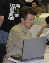 me coding at RoboCup 2003 in Padua